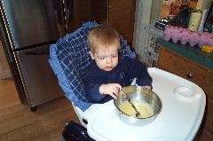 Helping with the french toast